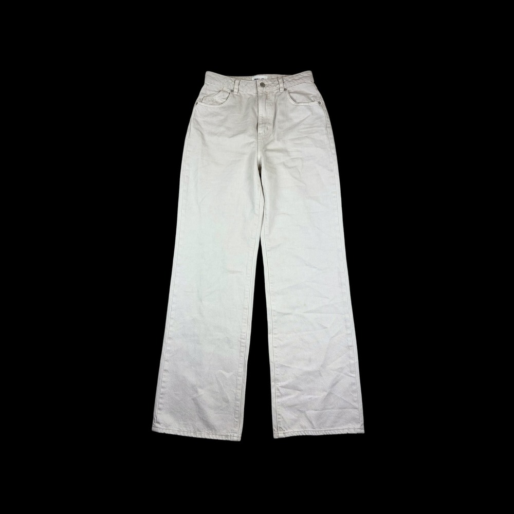Rollas Heidi High Rise Loose Straight Jeans Stone White Size 28 Womens Denim